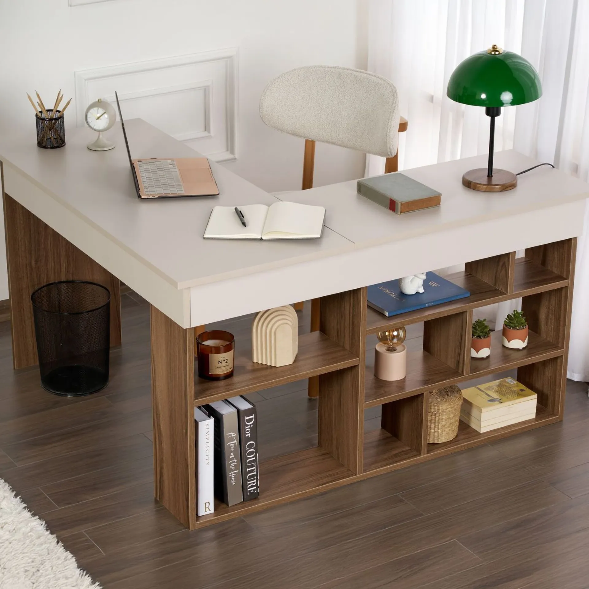Emob Schreibtisch Vesper - 100% MELAMINE - Kaschmir - 72 x 120 x 130 cm