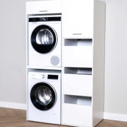 Schränke für Waschküche Linea - 116x67x200cm - 5 Türen - weiß
