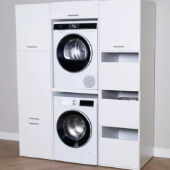 Schränke für Waschküche Linea - 166x67x200cm - 8 Türen - weiß