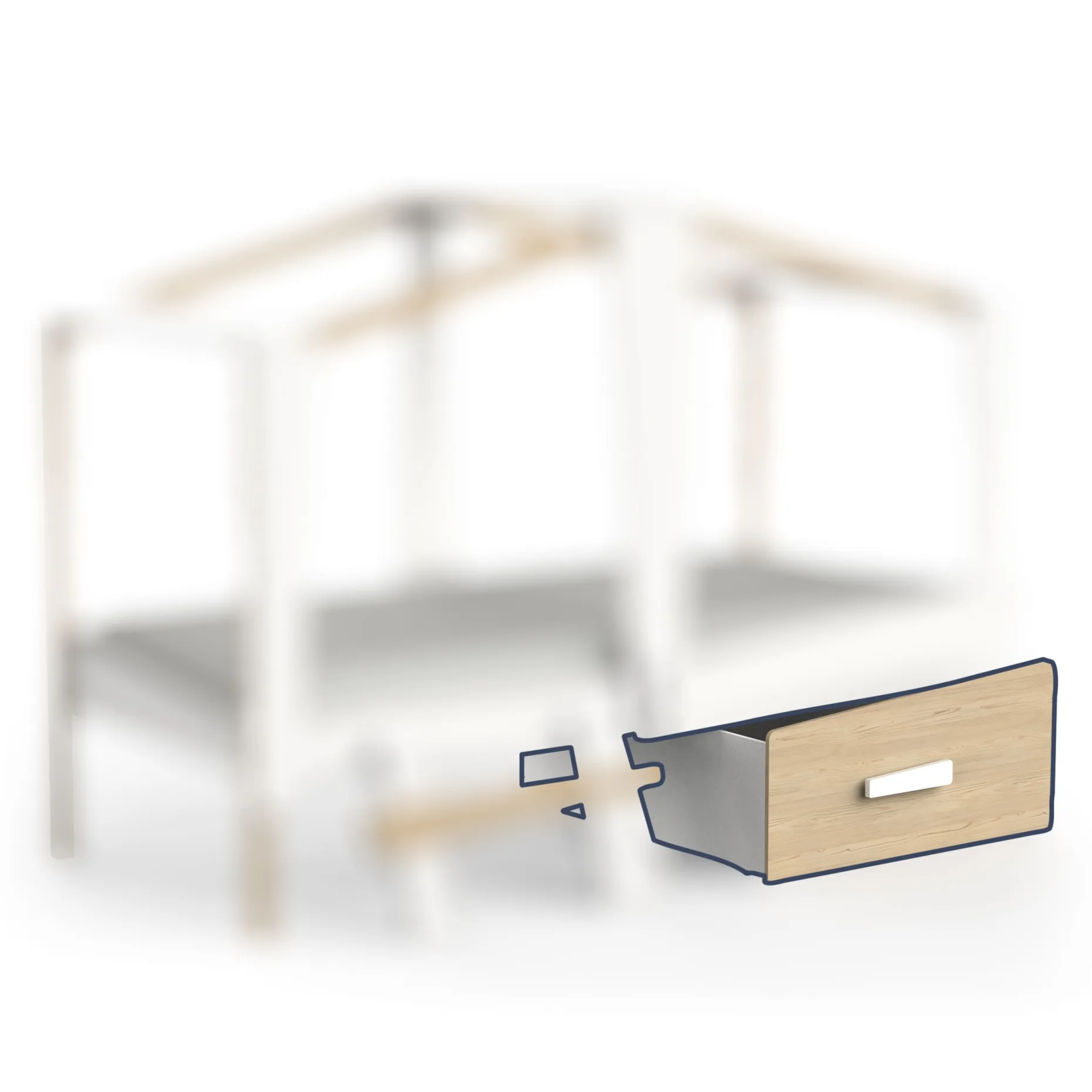 Schublade für Bettgestell Cabane | 97,7 x 86,4 x 40,7 cm | Weiß