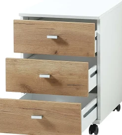 Schubladenblock Lloris 3 Schubladen - weiß/Eiche