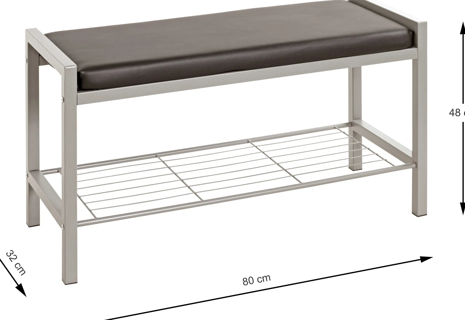 Schuhbank Steven - 80x32x48 cm - Kunstleder/Weiß