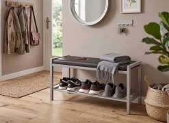 Schuhbank Steven - 80x32x48 cm - Kunstleder/Weiß