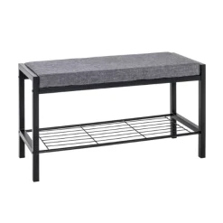 Schuhbank Steven - 80x32x48 cm - PET-Stoff/Schwarz
