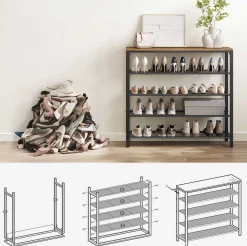 Schuhregal Brad 4 Fachböden - rustikal braun/schwarz