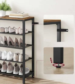 Schuhregal Brad 4 Fachböden - rustikal braun/schwarz