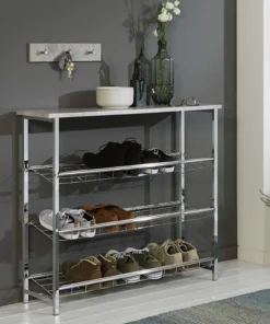 Schuhregal Havu 86cm, 4 Fachböden - Beton Dekor