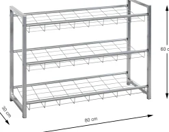 Schuhregal Leonore 80cm, 3 Fachböden - Aluminium