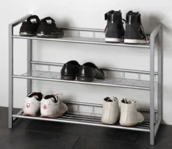 Schuhregal Leonore 80cm, 3 Fachböden - Aluminium