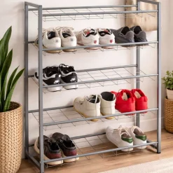 Schuhregal mit 5 Fächern | Metallrahmen | Farbe Aluminium