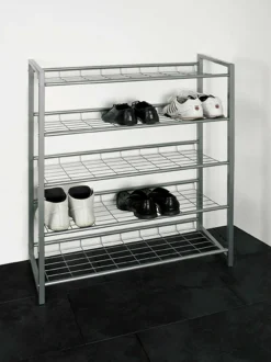 Schuhregal mit 5 Fächern | Metallrahmen | Farbe Aluminium