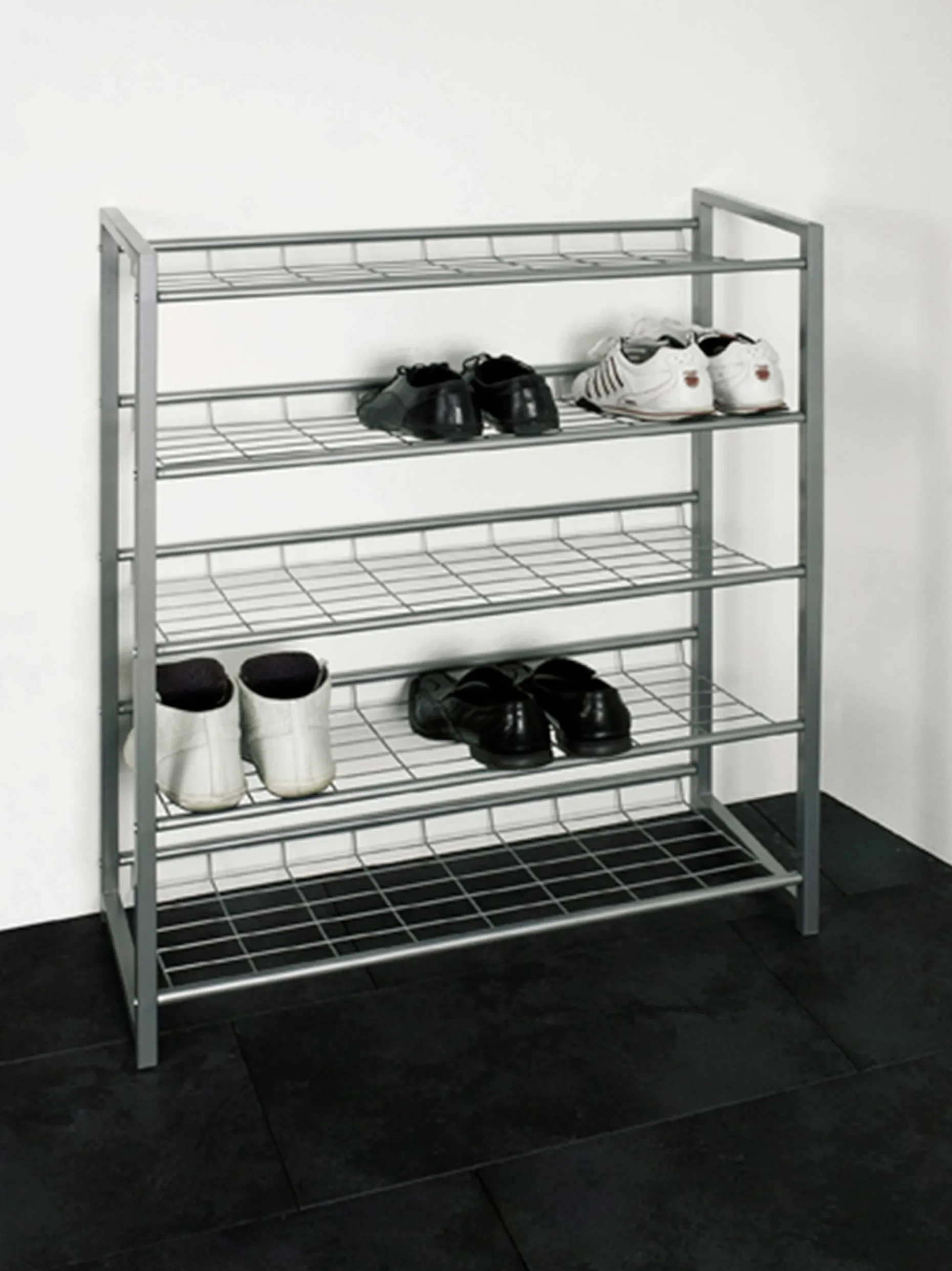 Schuhregal mit 5 Fächern | Metallrahmen | Farbe Aluminium
