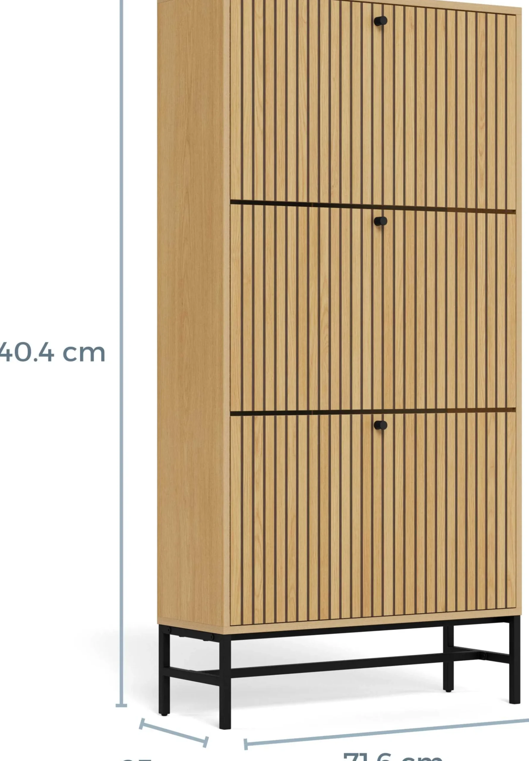 Schuhschrank Albany - 72x25x140cm - 3 Türen - Eiche Dekor