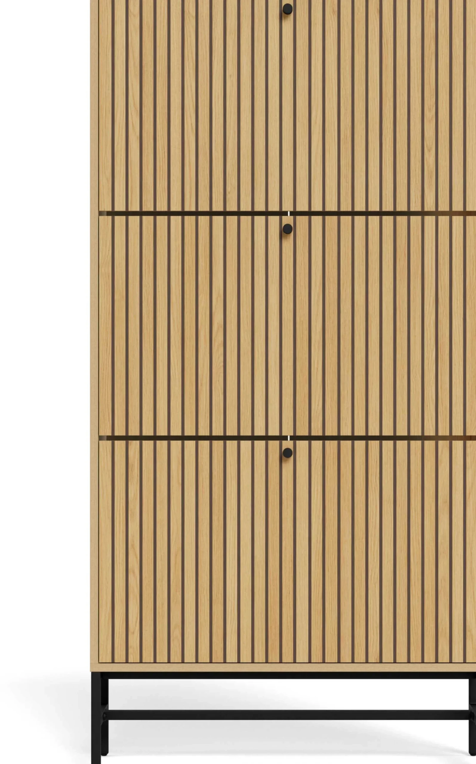 Schuhschrank Albany - 72x25x140cm - 3 Türen - Eiche Dekor