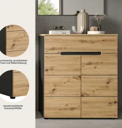 Schuhschrank Canu Xonox – Basaltgrau & Artisan – 80x94x37 cm