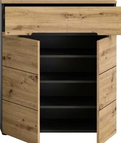 Schuhschrank Canu Xonox – Basaltgrau & Artisan – 80x94x37 cm