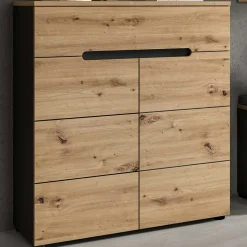 Schuhschrank Canu Xonox – Basaltgrau & Artisan – 80x94x37 cm