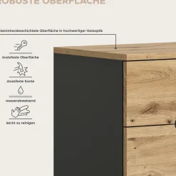 Schuhschrank Canu Xonox – Basaltgrau & Artisan – 80x94x37 cm