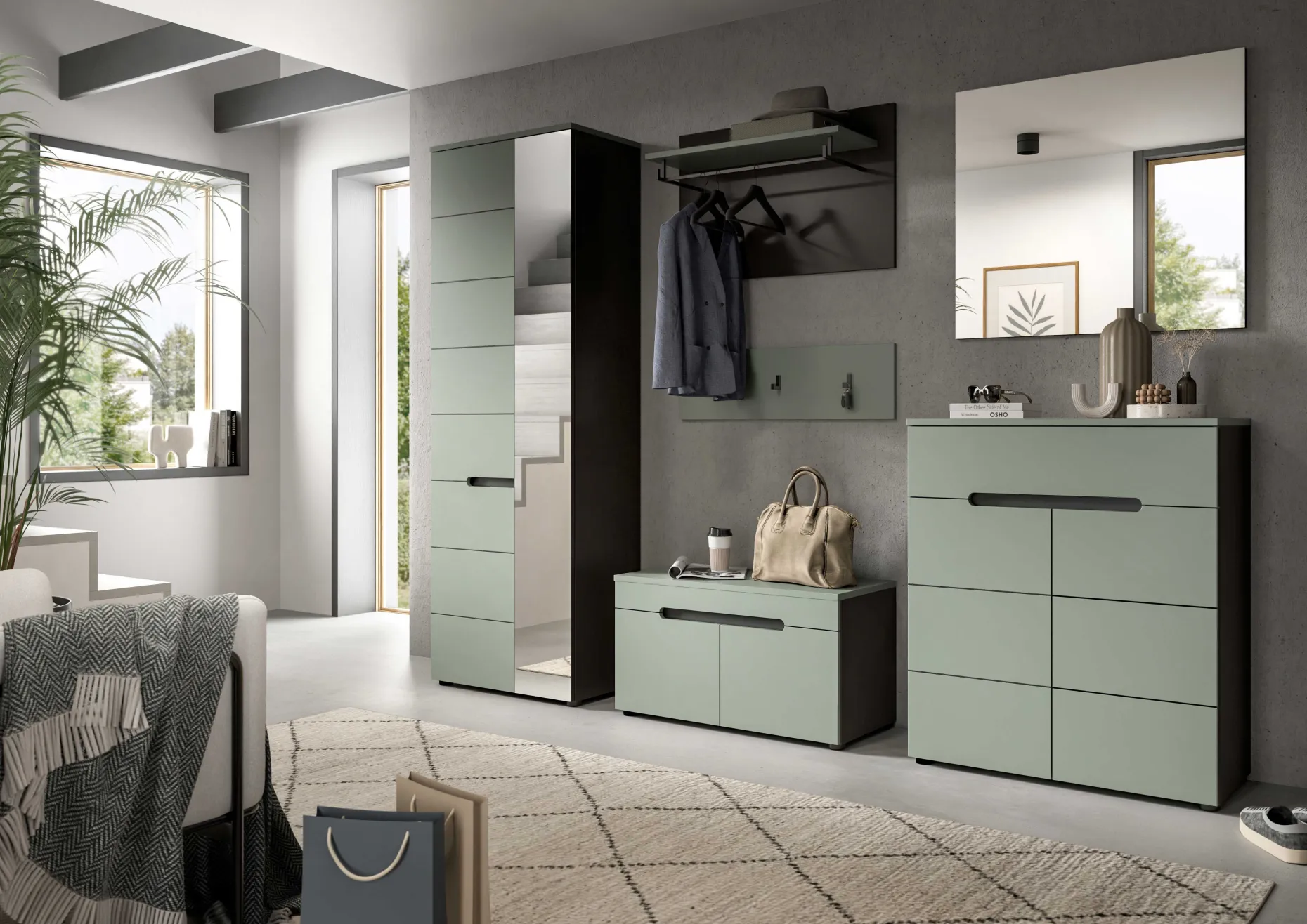 Schuhschrank Canu Xonox - Rauchgrün - 94x80x37 cm
