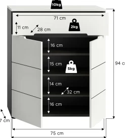 Schuhschrank Canu Xonox - Weiß - 80x94x37 cm