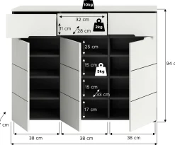 Schuhschrank Canu Xonox - Weiß - 120x94x37 cm