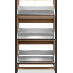 Schuhschrank Damon - 70x25x125cm - 3 Türen - Eiche Dekor