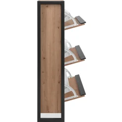 Schuhschrank Damon - 70x25x125cm - 3 Türen - Eiche Dekor