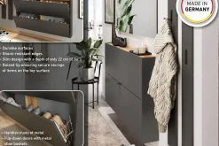Schuhschrank Elton | 140 x 19 x 85 cm | Graphitgrau Design