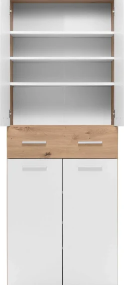 Schuhschrank Jakob 70cm 4 Türen und 1 Schublade - weiß/artisan oak