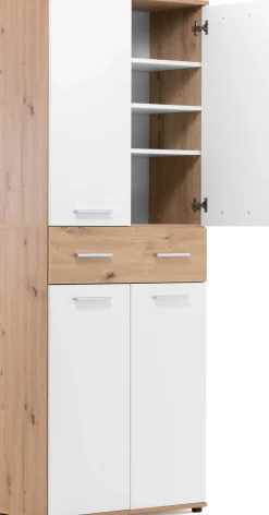 Schuhschrank Jakob 70cm 4 Türen und 1 Schublade - weiß/artisan oak