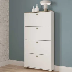 Schuhschrank Liva 4 Flügeltüren-Kronberg Eiche/Mattweiß