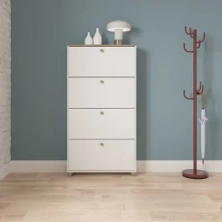 Schuhschrank Liva 4 Flügeltüren-Kronberg Eiche/Mattweiß