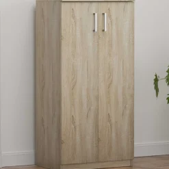 Schuhschrank Maurice - 60x37x122cm - 2 Türen - Eiche Dekor