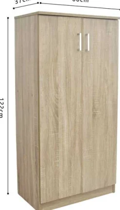 Schuhschrank Maurice - 60x37x122cm - 2 Türen - Eiche Dekor