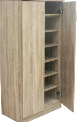 Schuhschrank Maurice - 60x37x122cm - 2 Türen - Eiche Dekor