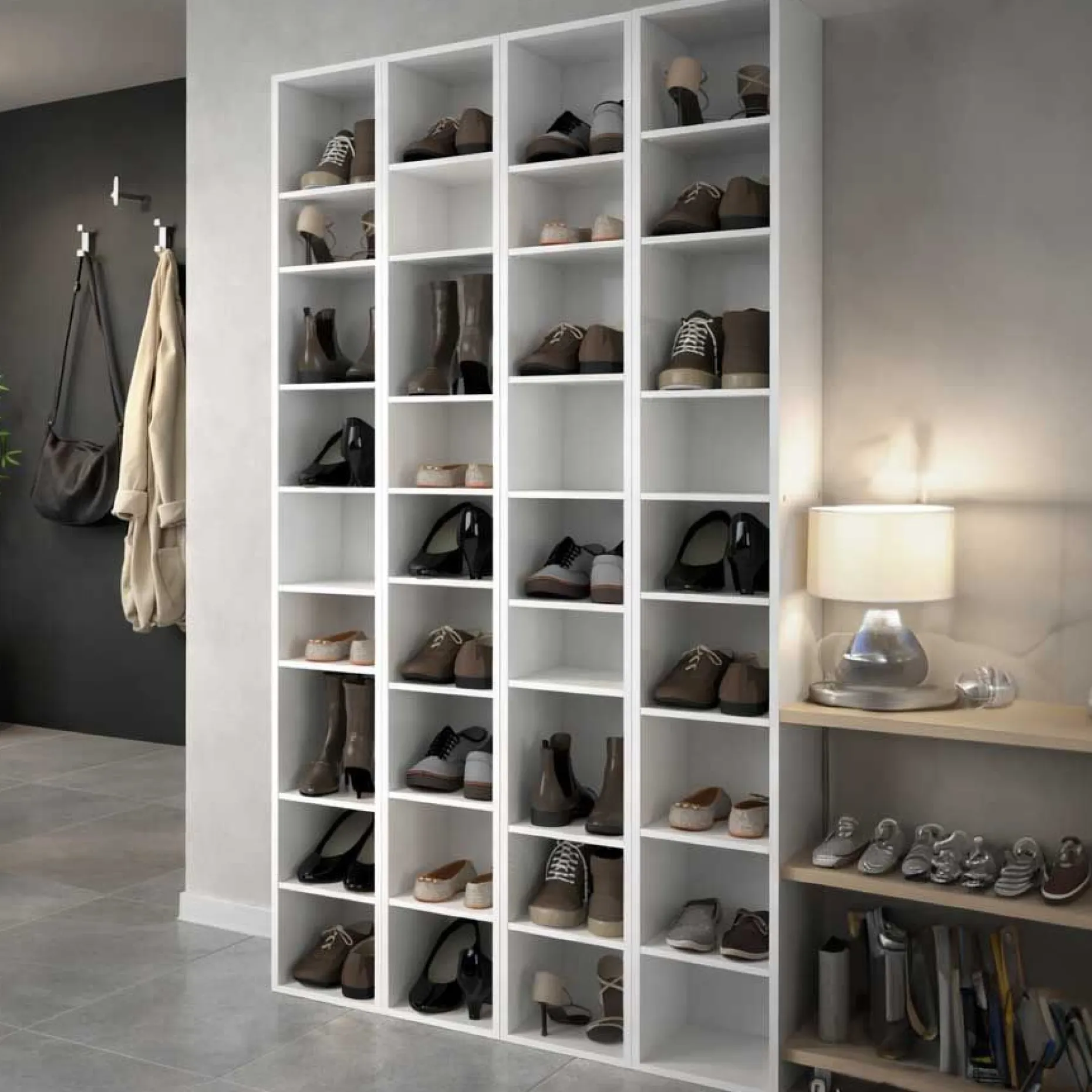 Schuhschrankmodul Stan 200cm - weiß