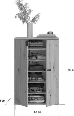 Schuhschrank Projekt X Emob - Artisan Oak - 61x99x34 cm - Naturholzoptik
