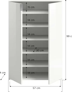 Schuhschrank Projekt X Xonox - Weiß Hochglanz - 61x99x34 cm
