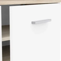 Schuhschrank Ravito - 80x35x102cm - 2 Türen - weiß/Eiche Dekor