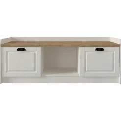 Schuhschrank Rayne - 120x40x45cm - 2 Türen - weiß/Eiche Dekor