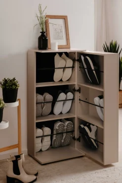 Schuhschrank Satine - 50x34x110cm - 1 Tür - beige