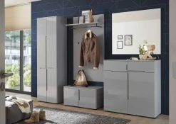 Schuhschrank Seta mit Stauraum - Hochglanz grau