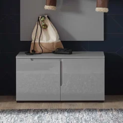 Schuhschrank Seta mit Stauraum - Hochglanz grau