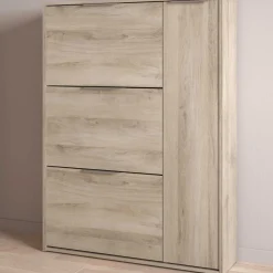 Schuhschrank Spectre - 91x26x123cm - 4 Türen - Eiche Dekor