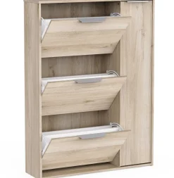 Schuhschrank Spectre - 91x26x123cm - 4 Türen - Eiche Dekor