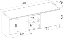 Schuhschrank Verly - 110x33x43cm - 2 Türen - Eiche Dekor/anthrazit