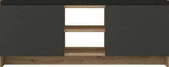 Schuhschrank Verly - 110x33x43cm - 2 Türen - Eiche Dekor/anthrazit