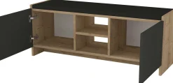 Schuhschrank Verly - 110x33x43cm - 2 Türen - Eiche Dekor/anthrazit