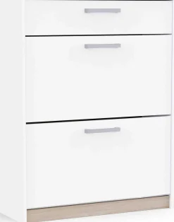 Schuhschrank Watson - 80x29x102cm - 2 Türen und 1 Schublade - weiß