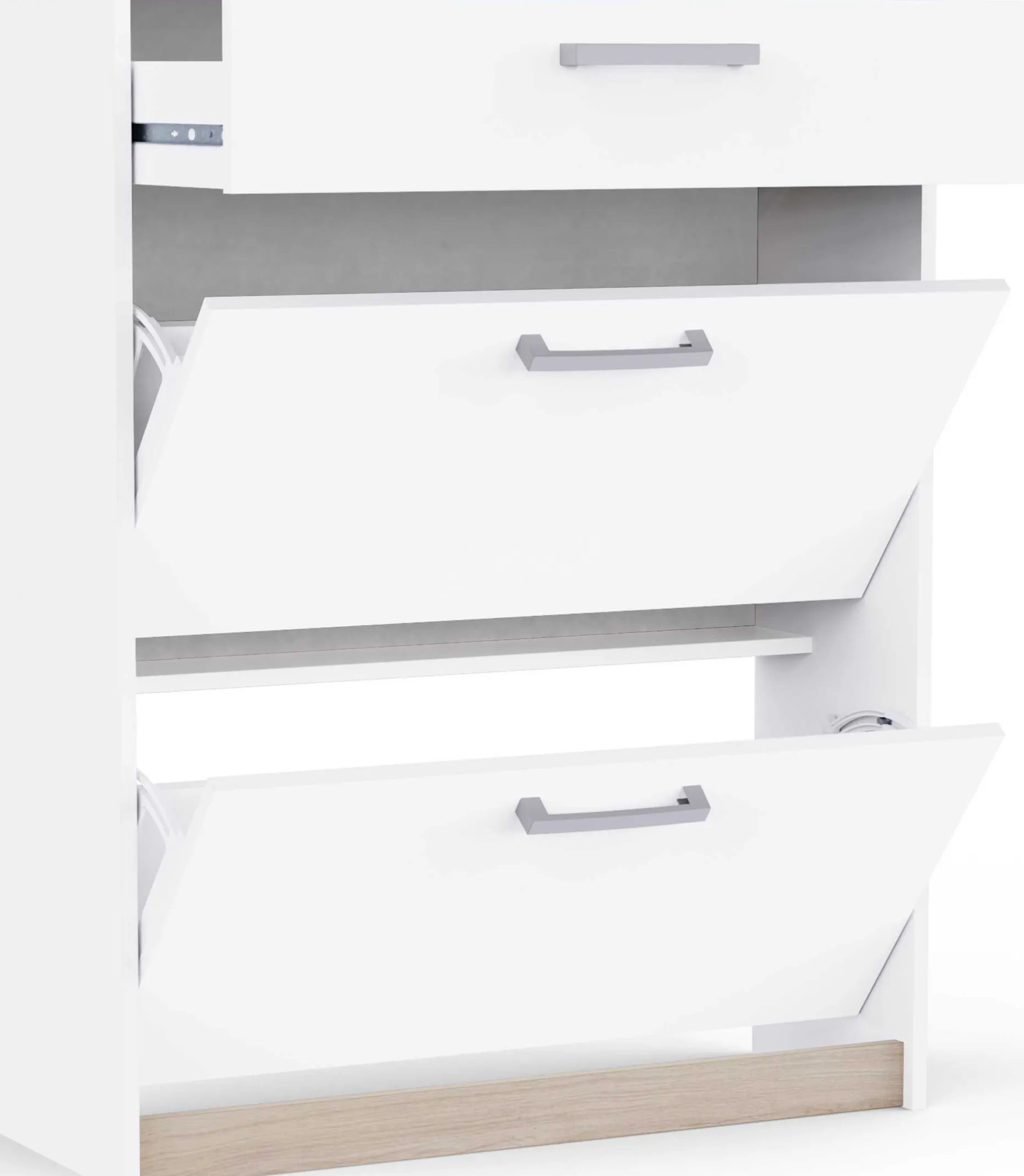 Schuhschrank Watson - 80x29x102cm - 2 Türen und 1 Schublade - weiß
